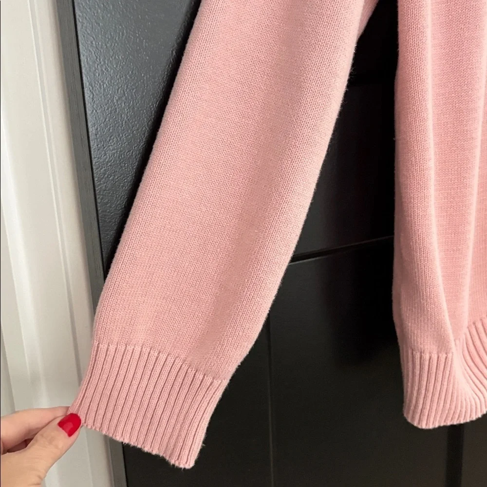Karen Scott Soft Pink Cowl Neck Front Zip Sweater. 100% Cotton. Size XL